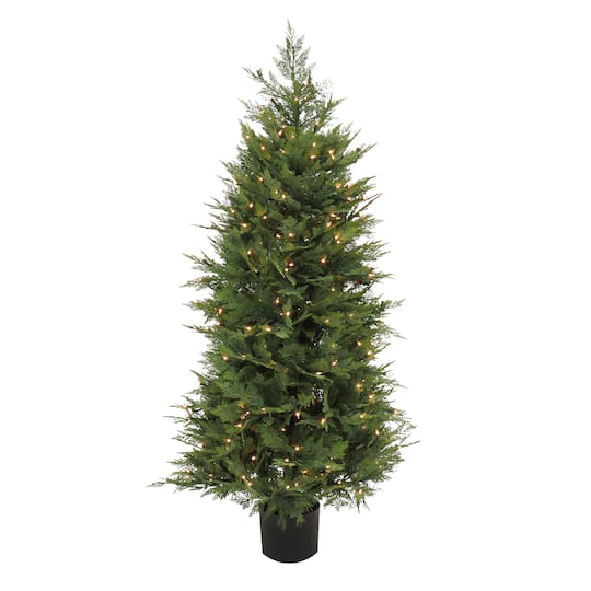 5ft. Pre-Lit Cypress Tree in Nursery Pot